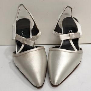 DiSandro Made in Italy White Satin Slingback Pump